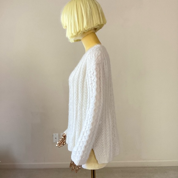 Nili Lotan Cream Crew Neck Cable Fisherman’s Knit Sweater SZ XS - Picture 2 of 7